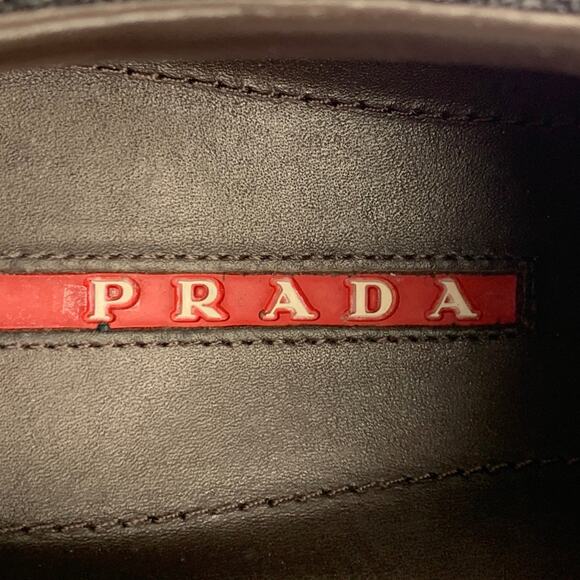 PRADA Size 7.5 Black Tan Mesh Lace Up Sneakers - Picture 7 of 8